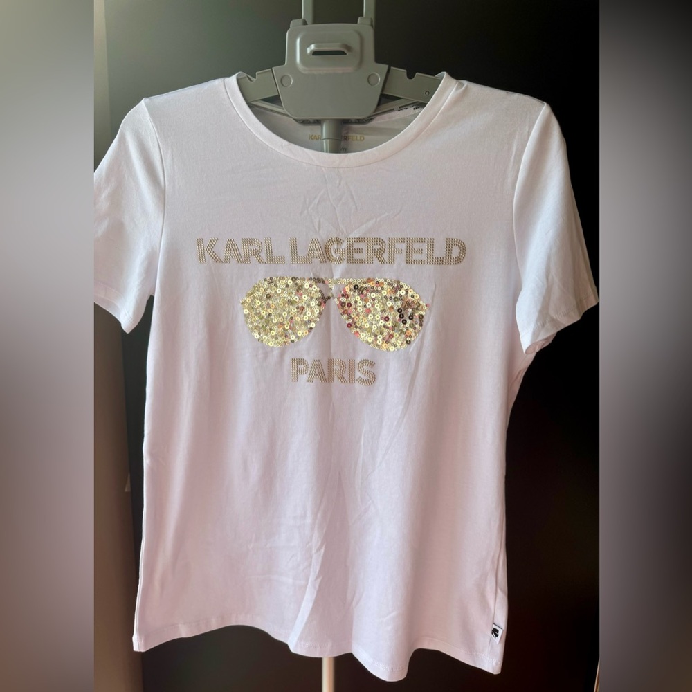 NWOT | Karl Lagerfeld | Size XS | Embellished Tee Top